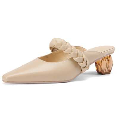 Fashion Strange Style Genuine Leather Med Heels Sandals Women Summer Party Shoes Ladies  2021