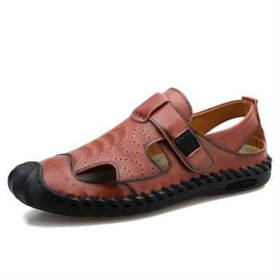 Breathable Beach Shoes For Men Summer Outdoor Leather Men's Sandals Soft Casual Shoes Classic Roman Sandals Big Size 38 46