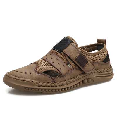 Summer Hand Sewing Leather Men's Casual Shoes Breathable Men's Leather Shoes Soft Rubber Men Driving Shoes Handmade Flat Shoes