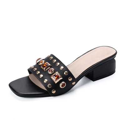 Genuine Leather Cow Suede Crystals Women Sandals Summer Shoes Woman High Heels Gladiator Sandals Ladies Beach Slippers