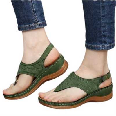 Women Clips Sandals Embroidered Wedge Sandals Summer Platform Shoes Fashion Buckle Casual Women's Beach Shoes