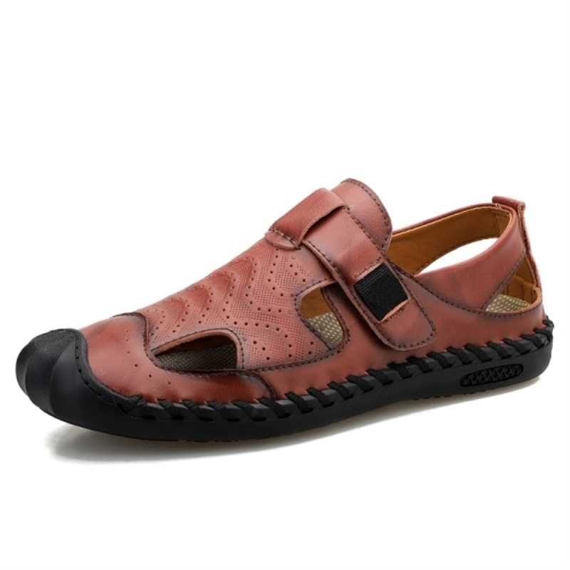 Breathable Beach Shoes For Men Summer Outdoor Leather Men's Sandals Soft Casual Shoes Classic Roman Sandals Big Size 38 46
