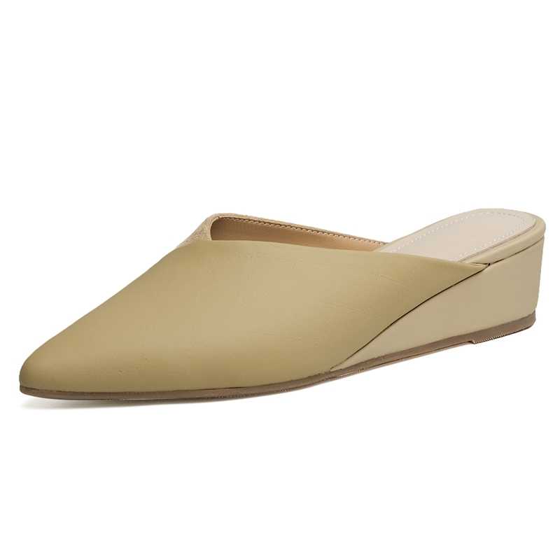 Fashion Genuine Leather Med Heels Wedges Sandals Women Summer Casual Party Shoes  2021