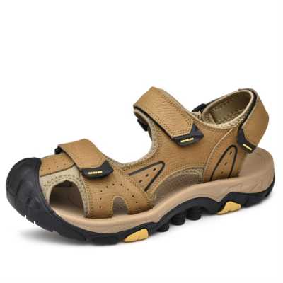 Luxury Leather Men's Sandals Summer Cool Comfortable Male Sandals Two Strap HookLoop Sandals Shoes For Men Sandals Big Size 46