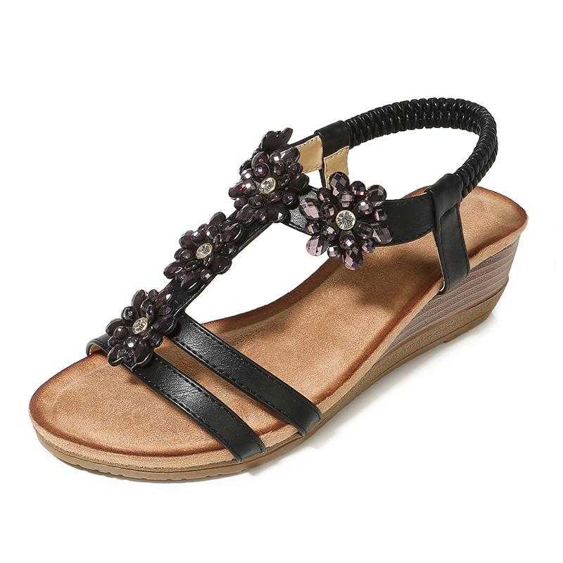 Summer Shoes Women Bohemia Ethnic Flip Flops Flat Sandals Woman Comfortable Plus Size Wedge Sandals