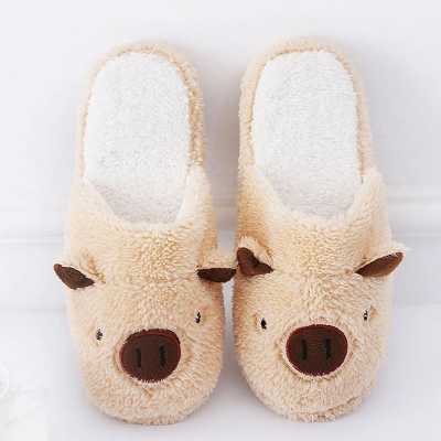 Woman's slippers soft cotton indoor Female slippers house cute cartoon soft plush Couple slippers TPR sole non slip outdoor