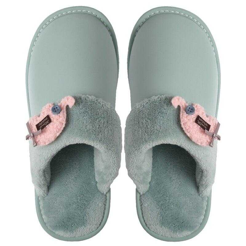Women's Slippers for Home Microfiber Leather Indoor Slippers Warm Fur Slippers Women Comfortable Winter Slippers Velvet Shoes