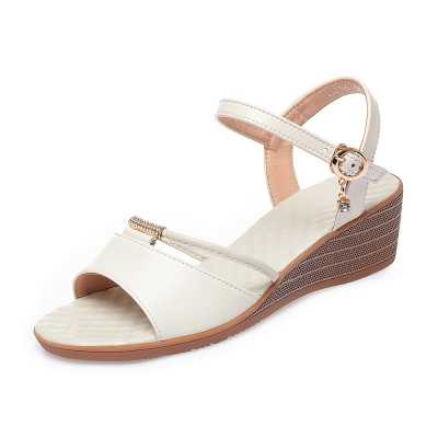 Women's Sandals Wedge Summer Genuine Leather Large Size 41 42 43 Ladies Sandals Non slip Middle aged Mother Fashion Sandals