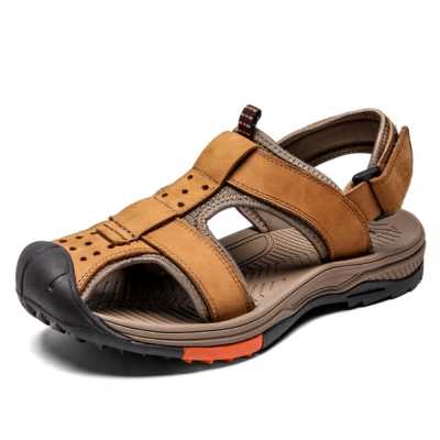 Summer Cow Leather Shoes Man Handmade Outdoor Men's Sandals Beach Shoes Soft Luxury Casual Sandals Shoes