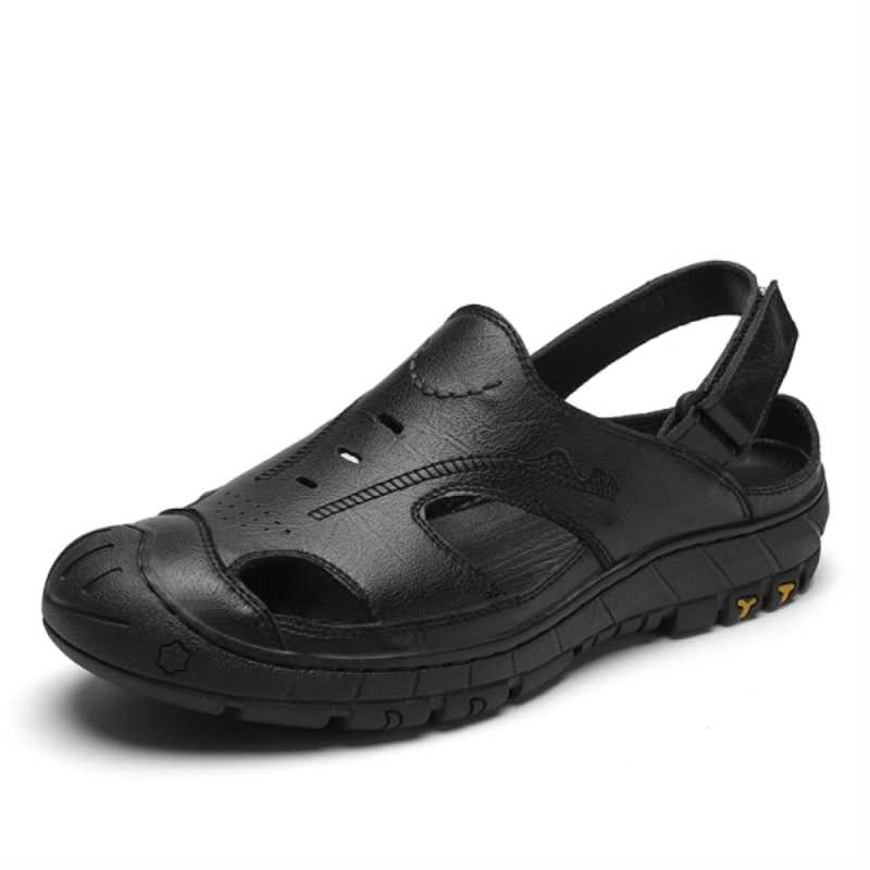 Summer Genuine Leather Men's Casual Sandals Luxury Handmade Sewing Men's Leather Shoes Outdoor Driving Leisure Sandals for Men