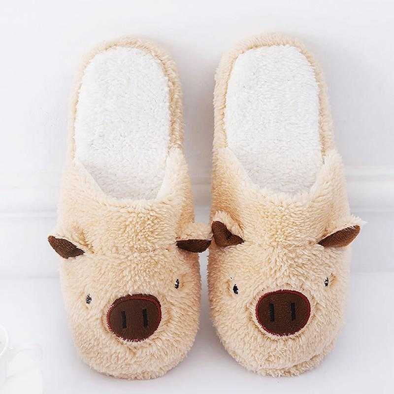 Woman's slippers soft cotton indoor Female slippers house cute cartoon soft plush Couple slippers TPR sole non slip outdoor