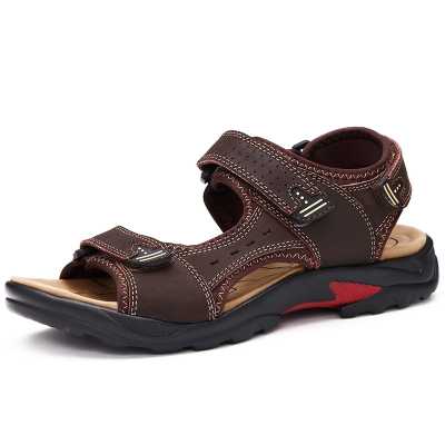 Summer Big Size Men's Sandals British Fashion Genuine Leather Beach Shoes Mens Casual Massage Non Slip Slippers Flats