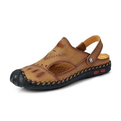 Summer Fashion Outdoor Men's Casual Shoes Luxury Leather Men's Sandals Hollow Slipper Men's Shoes Antiskid Shoes Beach Sandals