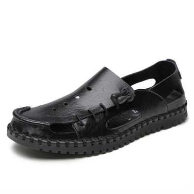 Summer Cool Breathable Men's Sandals Comfortable Soft Flat Walking Casual Sandals Handmade Sewing Outdoor Beach Sandals For Men