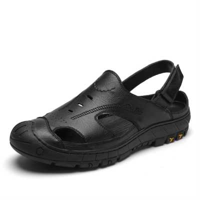 Summer Genuine Leather Men's Casual Sandals Luxury Handmade Sewing Men's Leather Shoes Outdoor Driving Leisure Sandals for Men